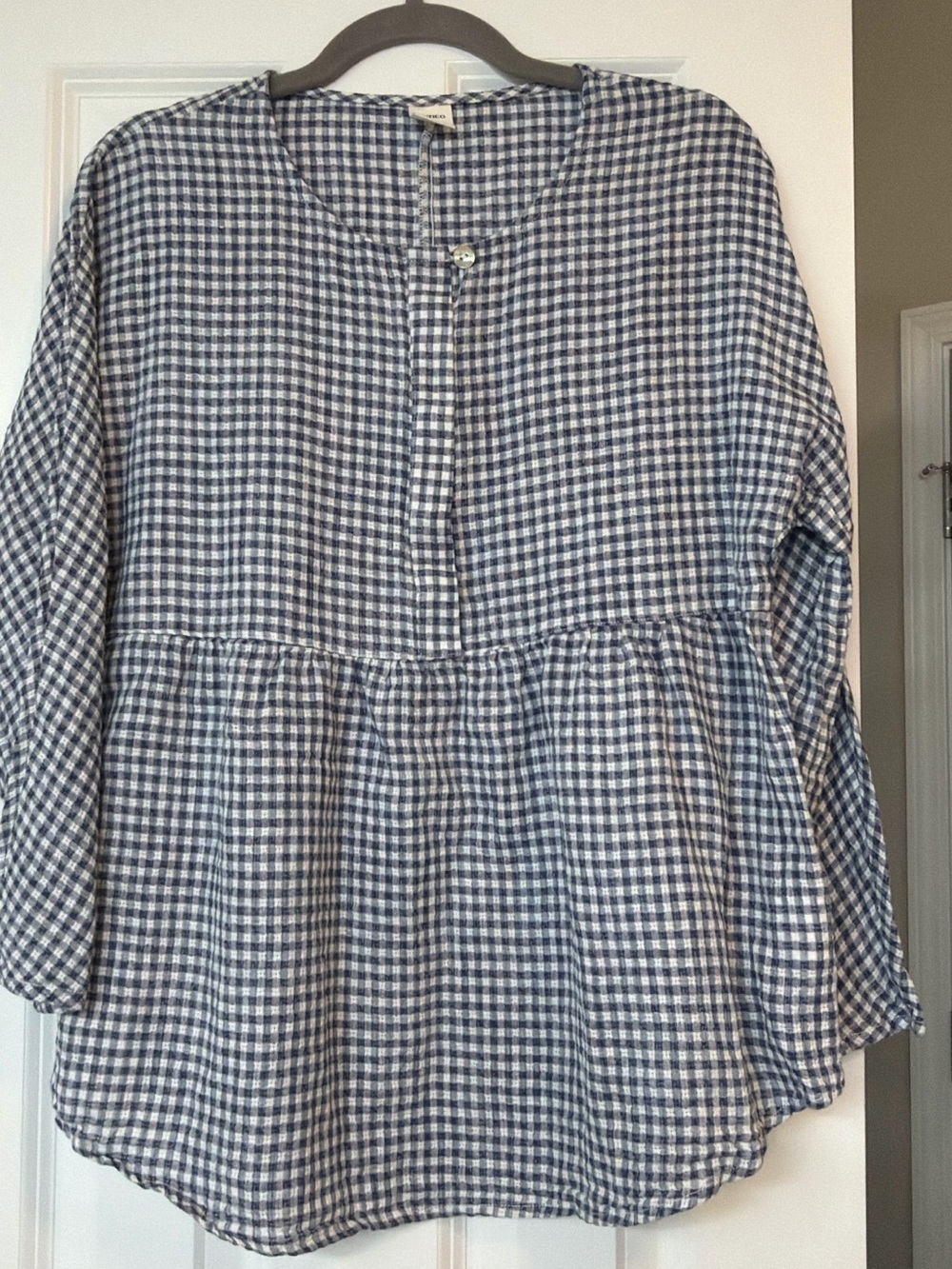 Lintico Linen Blend Gingham Babydoll Top S